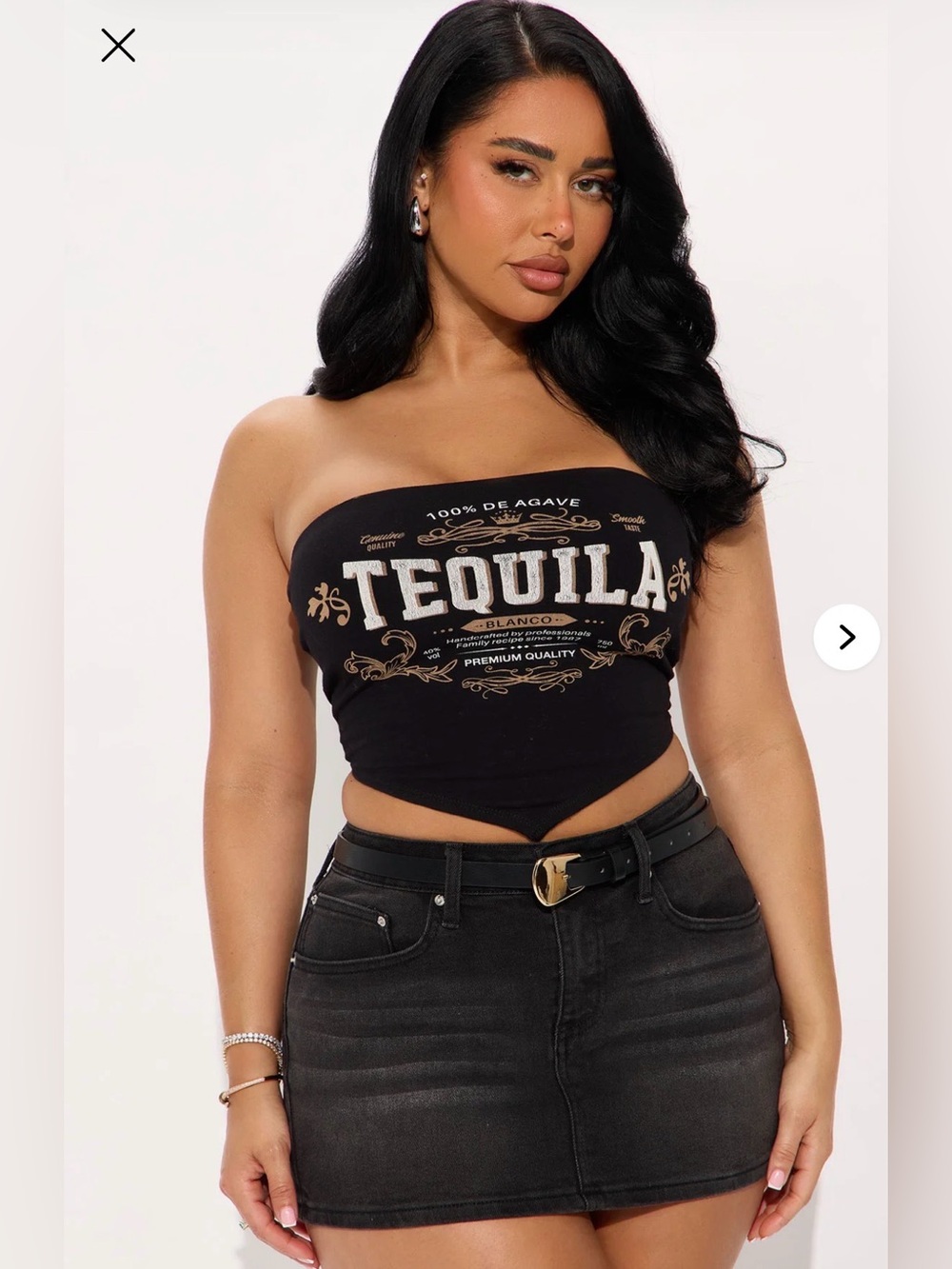 Y2K Tequila Graphic Black Tube Top